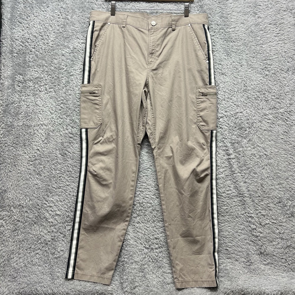 Athleta Pants Womens 14 Beige Cargo Straight Stretch Hiking Casual Side Stripe